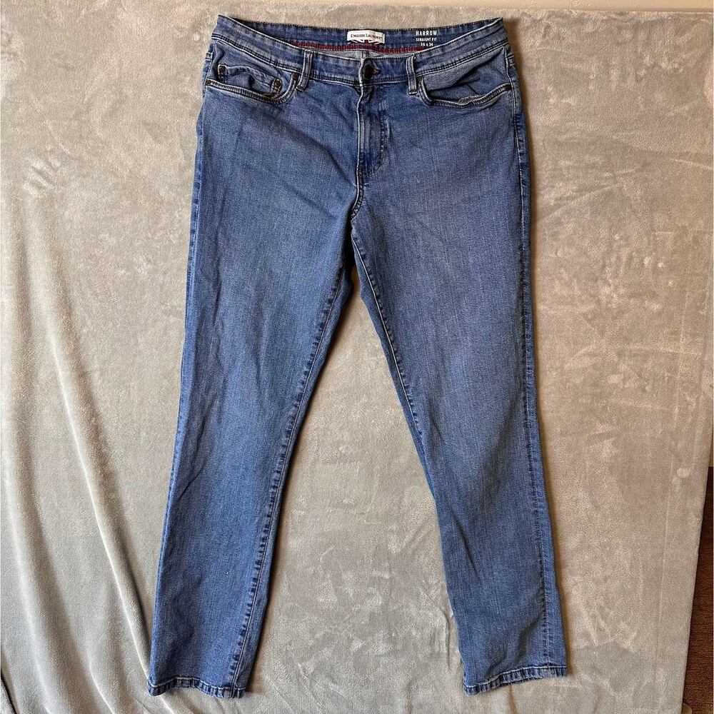 English Laundry Men's Straight Fit Medium Wash Blue Denim Jeans 5-Pocket 36x34